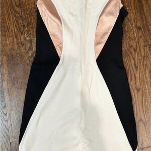Aqua Backless Colorblock Dress in Black, Cream & Rose Gold